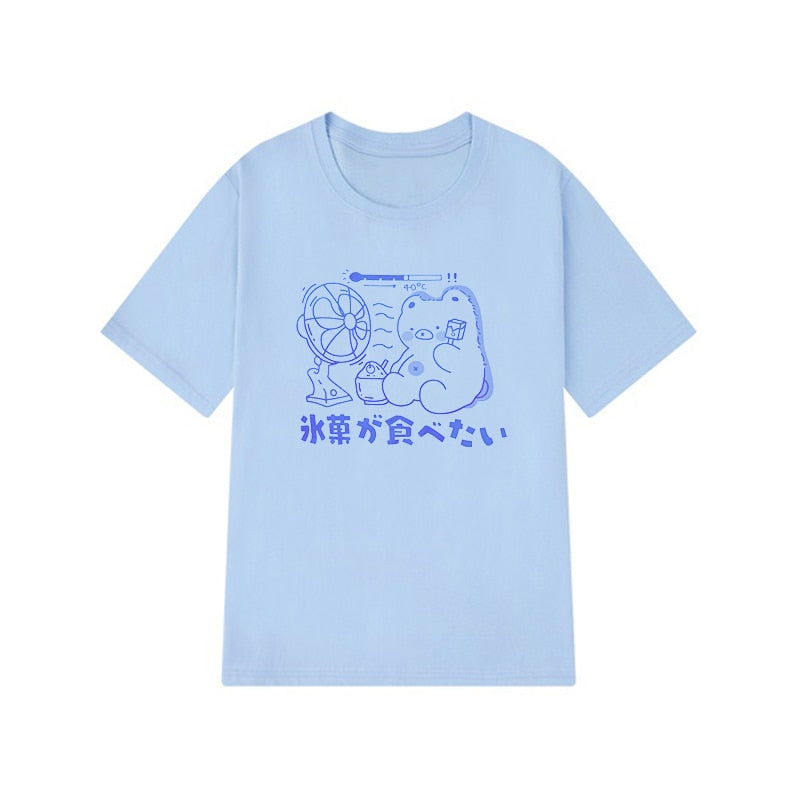 Kawaii Sweet Blue Bear Tee-Kawaii Dream
