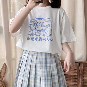 Kawaii Sweet Blue Bear Tee-Kawaii Dream
