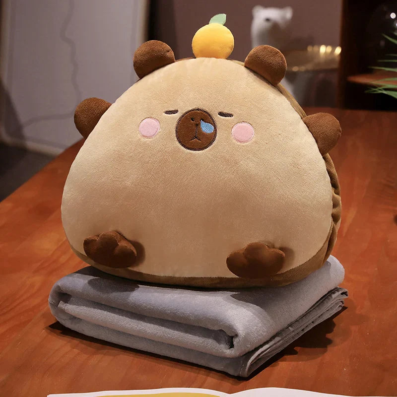 Kawaii Triangle Capybara Plush Pillows With Blanket-Kawaii Dream