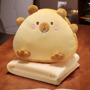 Kawaii Triangle Capybara Plush Pillows With Blanket-Kawaii Dream