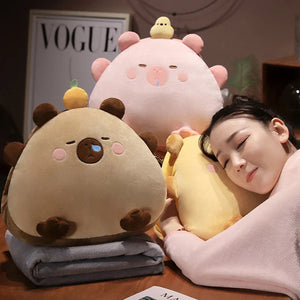 Kawaii Triangle Capybara Plush Pillows With Blanket-Kawaii Dream