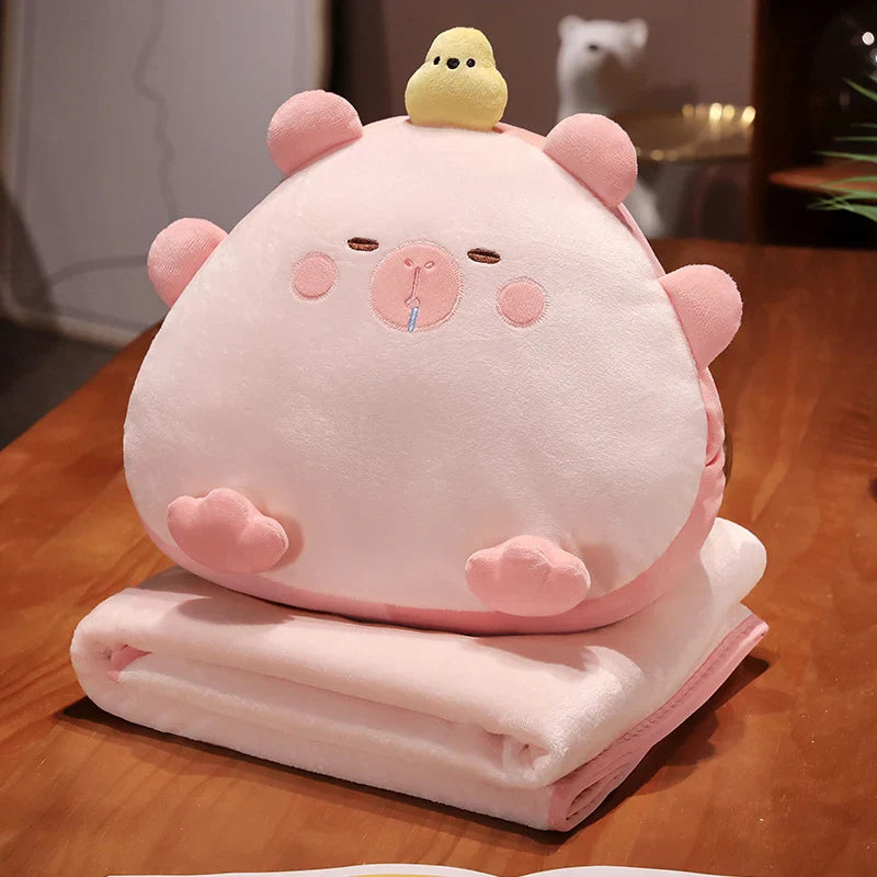 Kawaii Triangle Capybara Plush Pillows With Blanket-Kawaii Dream