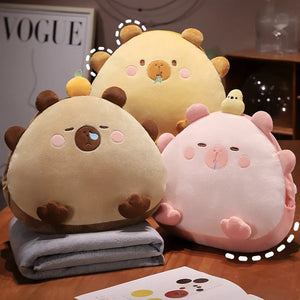 Kawaii Triangle Capybara Plush Pillows With Blanket-Kawaii Dream