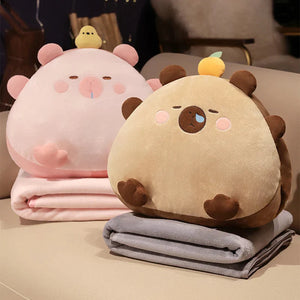 Kawaii Triangle Capybara Plush Pillows With Blanket-Kawaii Dream