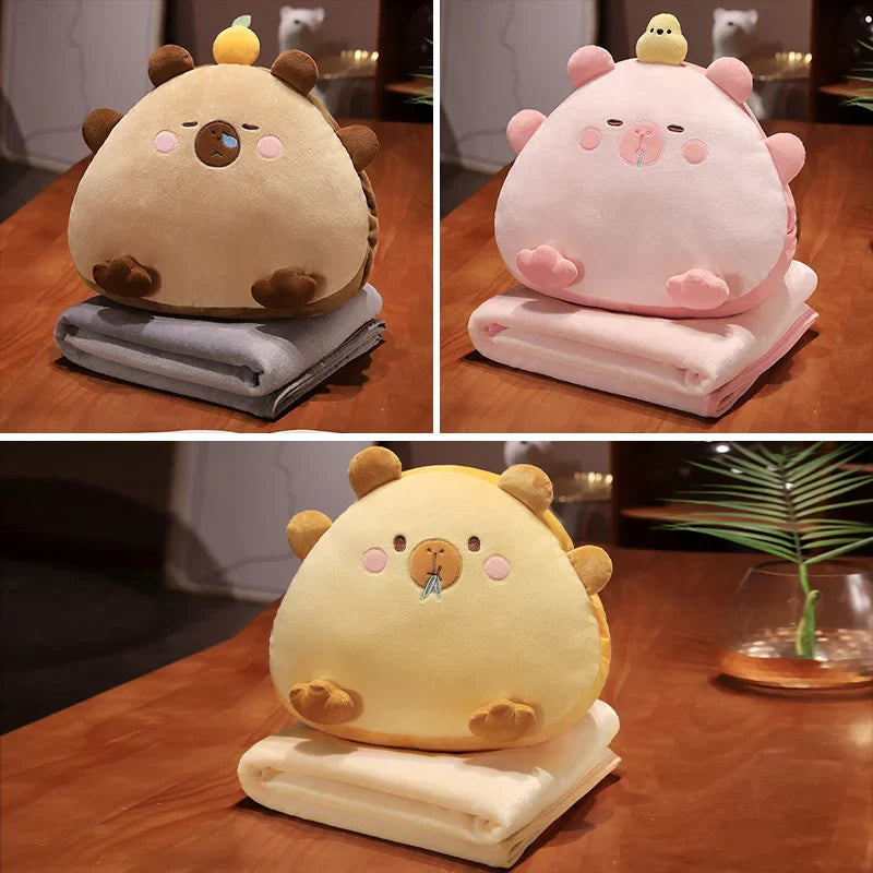 Kawaii Triangle Capybara Plush Pillows With Blanket-Kawaii Dream