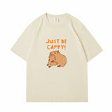 Kawaii Two Capybara 'Just Be Cappy!' Unisex Cotton Tee Top-Kawaii Dream