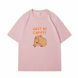 Kawaii Two Capybara 'Just Be Cappy!' Unisex Cotton Tee Top-Kawaii Dream
