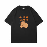 Kawaii Two Capybara 'Just Be Cappy!' Unisex Cotton Tee Top-Kawaii Dream