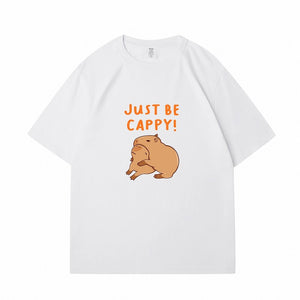 Kawaii Two Capybara 'Just Be Cappy!' Unisex Cotton Tee Top-Kawaii Dream