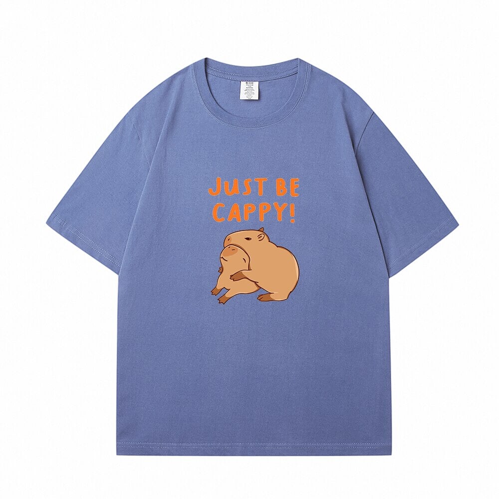 Kawaii Two Capybara 'Just Be Cappy!' Unisex Cotton Tee Top-Kawaii Dream