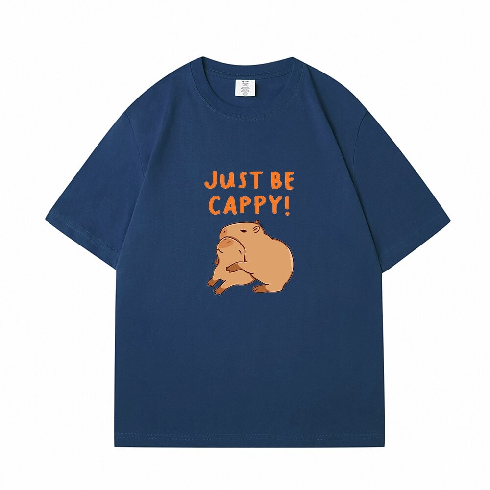 Kawaii Two Capybara 'Just Be Cappy!' Unisex Cotton Tee Top-Kawaii Dream