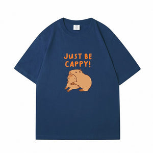 Kawaii Two Capybara 'Just Be Cappy!' Unisex Cotton Tee Top-Kawaii Dream