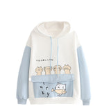 Kawaii Two-Tone Cute Cats Part-Cotton Hoodie-Kawaii Dream