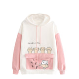 Kawaii Two-Tone Cute Cats Part-Cotton Hoodie-Kawaii Dream