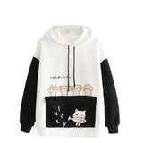 Kawaii Two-Tone Cute Cats Part-Cotton Hoodie-Kawaii Dream