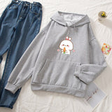 Kawaii White Bunny & Carrot Part-Cotton Hoodie-Kawaii Dream