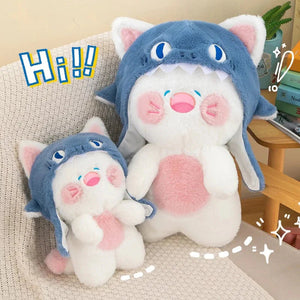 Kawaii White Cat Shark Hat Plushie-Kawaii Dream