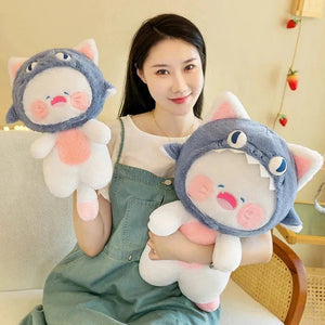 Kawaii White Cat Shark Hat Plushie-Kawaii Dream