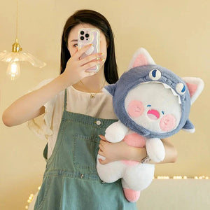 Kawaii White Cat Shark Hat Plushie-Kawaii Dream