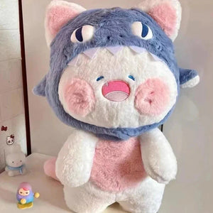 Kawaii White Cat Shark Hat Plushie-Kawaii Dream
