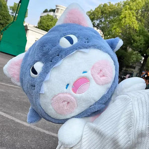 Kawaii White Cat Shark Hat Plushie-Kawaii Dream