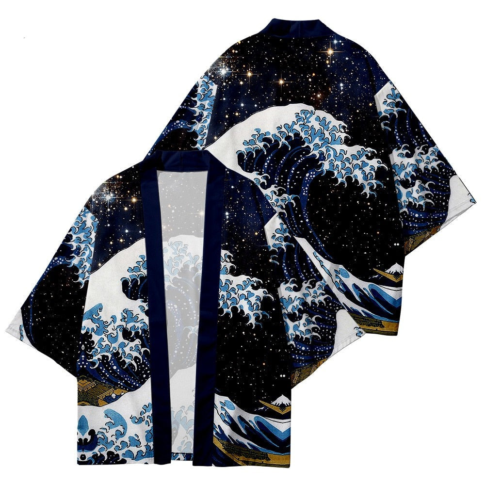 Kimono Japanese Great Wave and Mighty Koi-Kawaii Dream