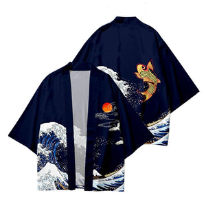 Kimono Japanese Great Wave and Mighty Koi-Kawaii Dream