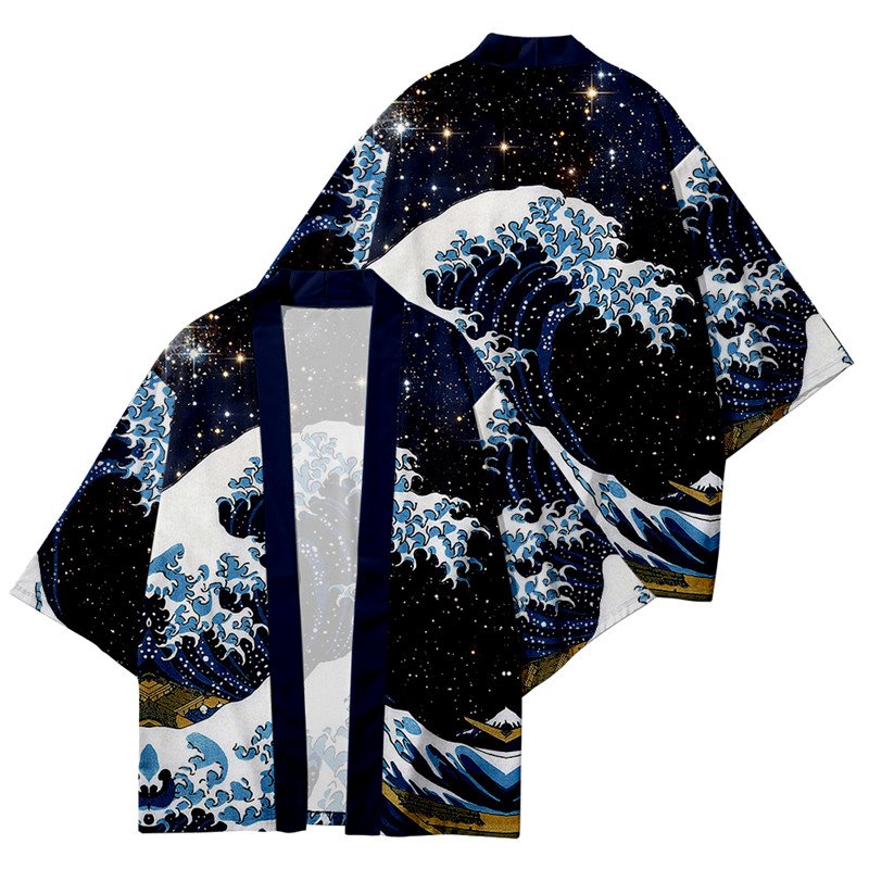 Kimono Japanese Great Wave and Mighty Koi-Kawaii Dream