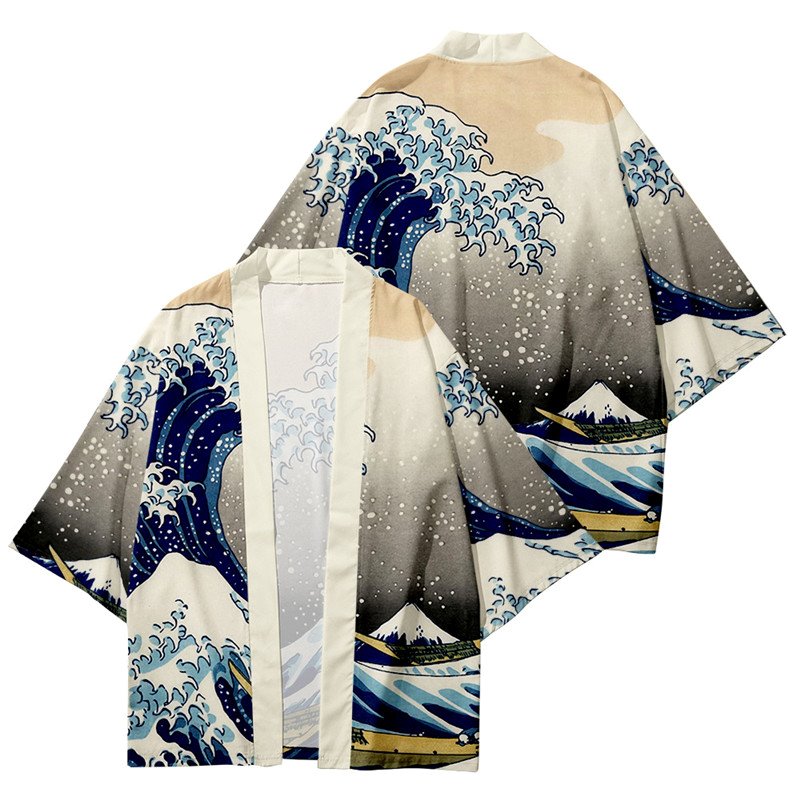 Kimono Japanese Great Wave and Mighty Koi-Kawaii Dream