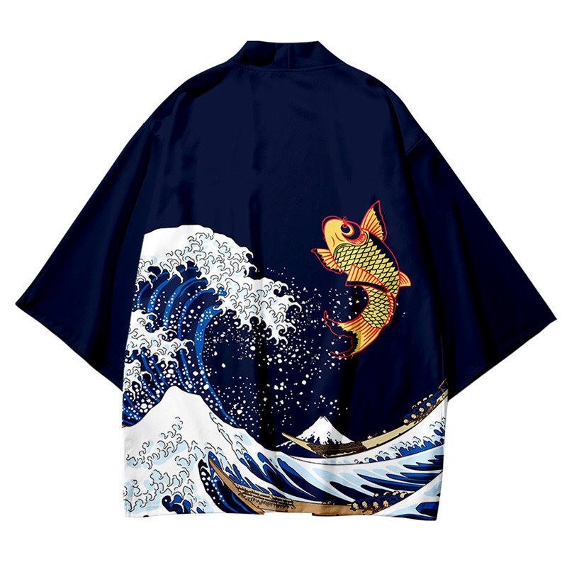 Kimono Japanese Great Wave and Mighty Koi-Kawaii Dream