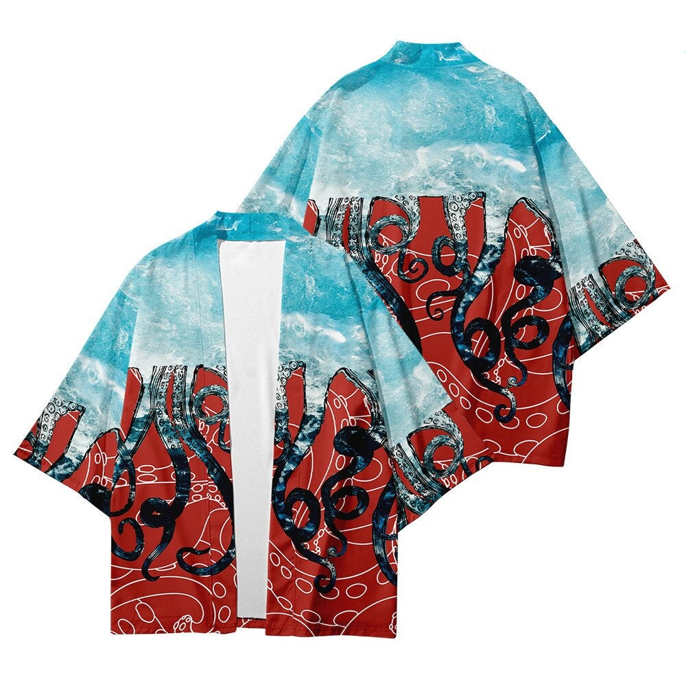 Kimono Japanese Octopus Prints-Kawaii Dream