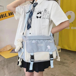 Large Blue Black Two-Tone Rope Shoulder Side Bag-Kawaii Dream