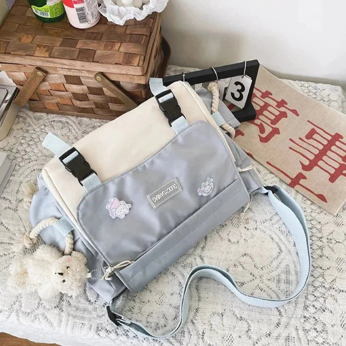 Large Blue Black Two-Tone Rope Shoulder Side Bag-Kawaii Dream