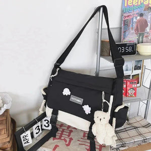 Large Blue Black Two-Tone Rope Shoulder Side Bag-Kawaii Dream