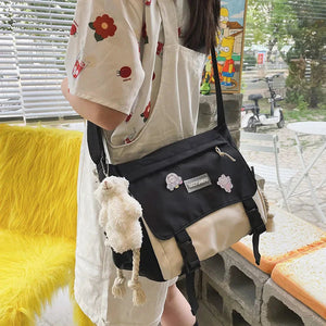Large Blue Black Two-Tone Rope Shoulder Side Bag-Kawaii Dream