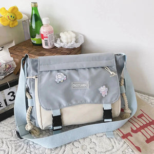 Large Blue Black Two-Tone Rope Shoulder Side Bag-Kawaii Dream