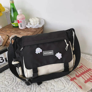 Large Blue Black Two-Tone Rope Shoulder Side Bag-Kawaii Dream