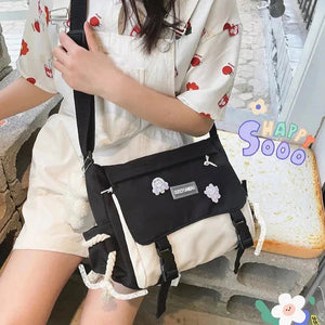 Large Blue Black Two-Tone Rope Shoulder Side Bag-Kawaii Dream