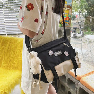 Large Blue Black Two-Tone Rope Shoulder Side Bag-Kawaii Dream