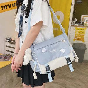 Large Blue Black Two-Tone Rope Shoulder Side Bag-Kawaii Dream
