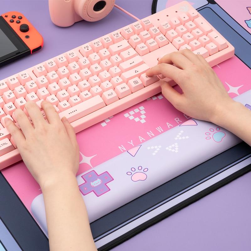 Large Pink Kawaii Gaming Cat Print Mouse Pad-Kawaii Dream