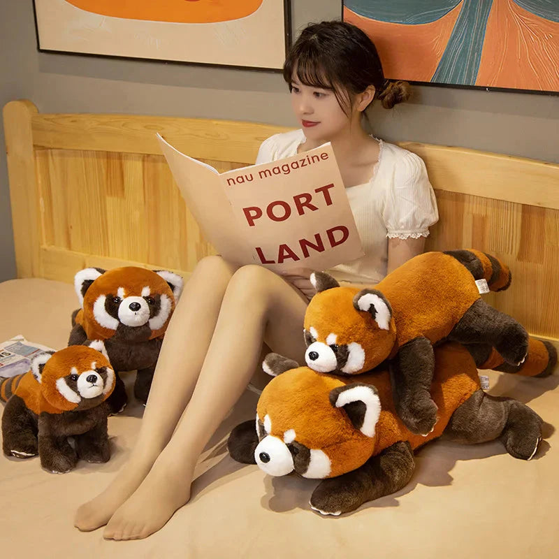 Laying Fluffy Red Panda Lifelike Plushie-Kawaii Dream