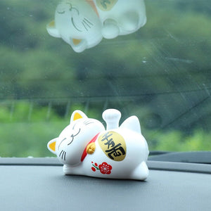 Lazy Japanese Lucky Cat Waving Arm Car Ornament-Kawaii Dream