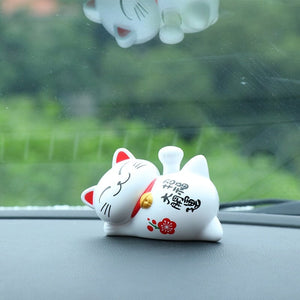 Lazy Japanese Lucky Cat Waving Arm Car Ornament-Kawaii Dream