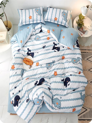 Light & Dark Whale Print Bedding Set-Kawaii Dream