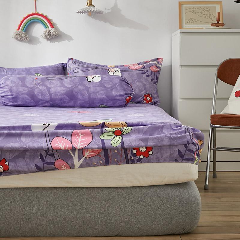 Lilac Purple Floral & Hummingbird Fitted Bedsheets-Kawaii Dream