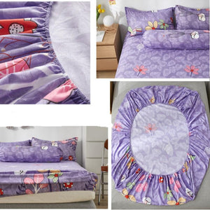 Lilac Purple Floral & Hummingbird Fitted Bedsheets-Kawaii Dream