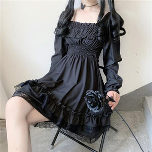 Lolita Black Mini High Waist Gothic Women's Dress-Kawaii Dream