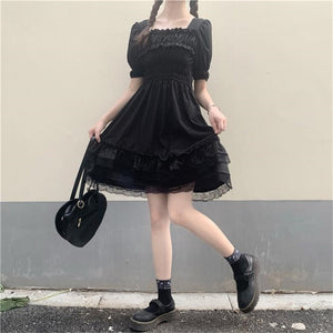 Lolita Black Mini High Waist Gothic Women's Dress-Kawaii Dream