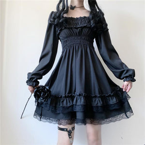 Lolita Black Mini High Waist Gothic Women's Dress-Kawaii Dream